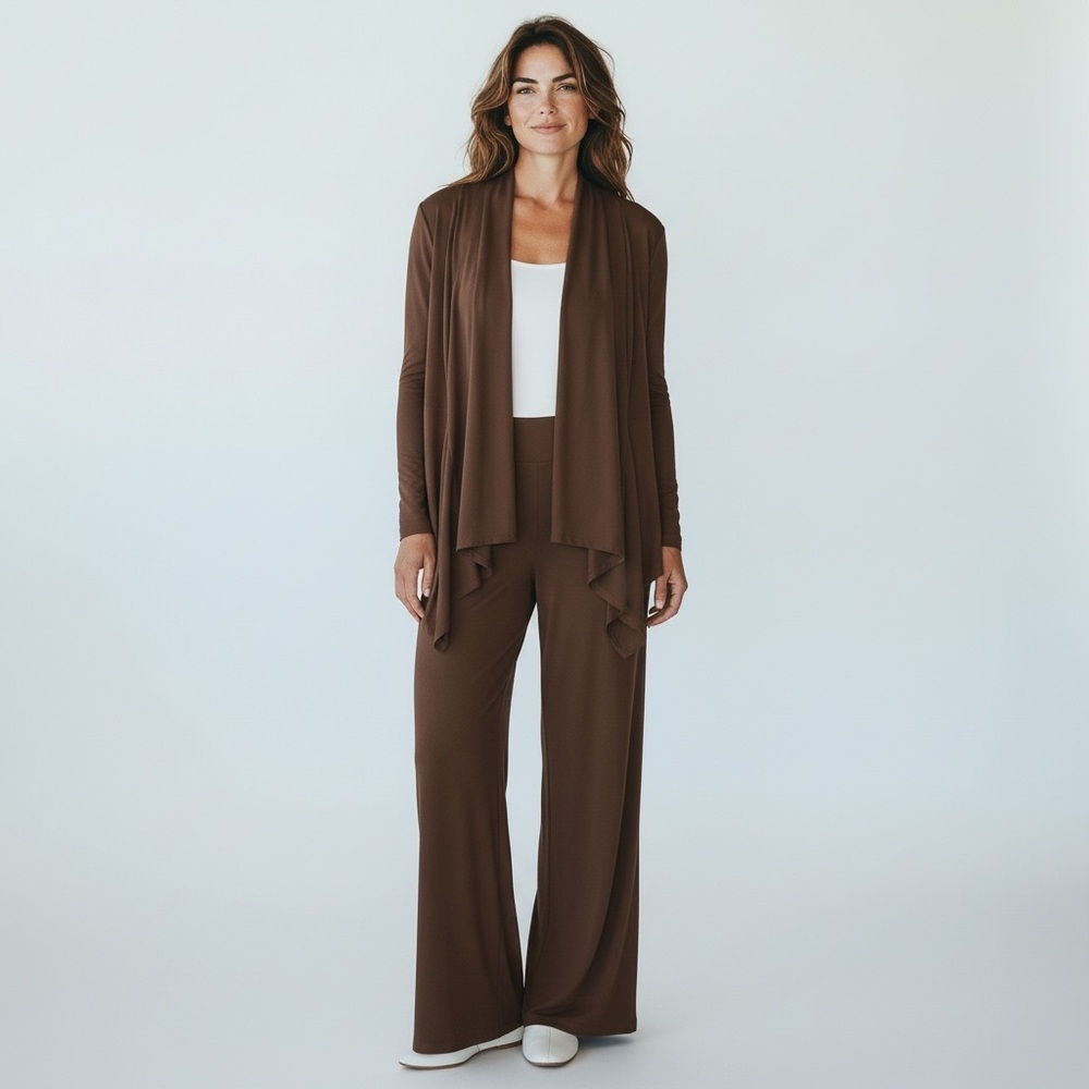 CLARA SUNWOO 2 Piece Pant & Cardigan Set Brown Size XL - Picture 12 of 13